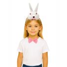 Kids white rabbit headband with pink bow tie and tail costume set