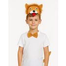 Kids lion costume headband with fuzzy brown mane and 3D sculpted face