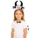 Kids cow headband with 3D plush head and spotted ears