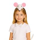 Kids white rat costume headband with googly eyes and pink ears