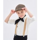 Kids Victorian Newsboy Cap - Brown Herringbone Tweed Baker Boy Hat - alternate view 3