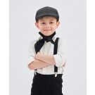 Kids grey herringbone flat cap with six-panel crown and short brim