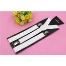 Kids black and white striped elastic braces with metal clips