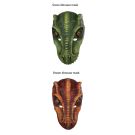 Adult dinosaur mask with textured green scales and ridged crest