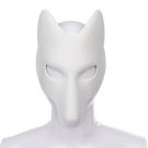 White unpainted kitsune fox mask with elongated muzzle and pointed ears