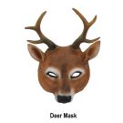 Adult deer mask with realistic brown coloring and three-point antlers