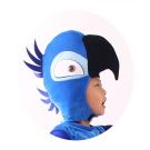 Kids blue macaw parrot headpiece with black beak and feather spikes