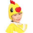Yellow plush chicken headpiece with red comb and beak for kids and adults