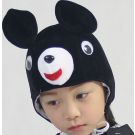 Kids black bear plush headpiece with dimensional ears and white muzzle