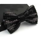 Black Sequin Bow Tie - Clip-On Formal Accessory with Gunmetal Sparkle - alternate view 4