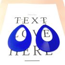 Adult 80s neon blue teardrop drop earrings with hollow oval cutout