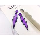 Purple glitter lightning bolt dangle earrings with black borders