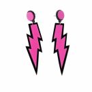 Close-up of 80s lightning bolt dangle earring showing two-tier construction with metal jump ring connection