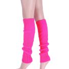 Hot pink ribbed knit leg warmers with slouchy scrunched texture