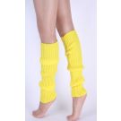 Bright yellow ribbed knit leg warmers with scrunched slouchy fit