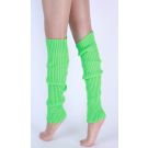Bright neon green ribbed leg warmers with scrunched 80s styling