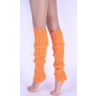 Neon orange ribbed knit leg warmers with vertical texture and scrunch layers
