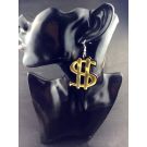 Oversized gold dollar symbol earrings rapper hip hop bling costume jewellery