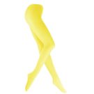 Bright yellow opaque tights full length front view