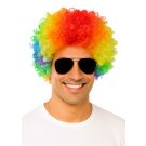 Rainbow afro wig with vertical gradient stripes red orange yellow green blue purple