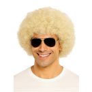 Golden blonde afro wig with tight spiral curls for 70s disco costume