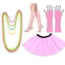 Adult Women's 80s Pink Tutu Costume Set with Leg Warmers & Neon Accessories - alternate view 7