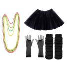 Womens 80s Costume Accessory Set - Neon Tutu, Fishnet Gloves & Leg Warmers - alternate view 6