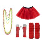 Ladies Red 80s Costume Accessory Set with Tutu, Gloves & Leg Warmers - alternate view 6