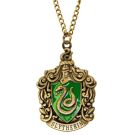 Wizarding School wizard house green & silver House crest necklace with gold finish and green enamel shield