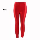 Adult Red Metallic Leggings - 80s Neon Disco Stretch Pants - alternate view 6
