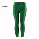 Adult Green Metallic Leggings - 80s Neon Stretch Pants - alternate view 6