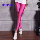 Adult Hot Pink Shiny 80s Leggings - Metallic Neon Stretch Pants - alternate view 3