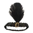Black 1920s Headband Feather Vintage Bridal Great Gatsby Flapper Headpiece - alternate view
