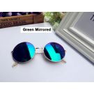 Adult Retro Round Sunglasses with Green Mirrored Lenses - 70s Gold Frame - alternate view
