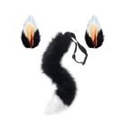 Fox ears and tail set with black orange white gradient faux fur