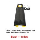 Black and yellow reversible superhero cape with pointed collar and velcro closure