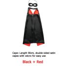 Kids superhero cape and mask set with reversible black and red satin design