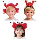 Red plush crab headband Style A with eyestalks and six fabric legs