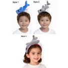 Kids 3D plush shark headband with bright blue body and white belly