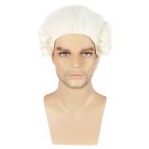 Adult white colonial barrister wig with rolled sides and ponytail queue