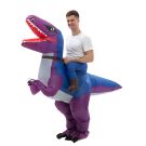 Adult Purple T-Rex Inflatable Ride-On Costume with Battery Fan - alternate view