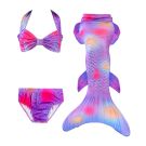 Girls purple gradient swimmable mermaid tail costume with halter bikini and monofin