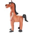 Adult inflatable horse costume with rider design, brown body and black mane