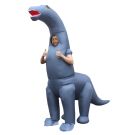 Adult inflatable Tanystropheus dinosaur costume with long neck and battery fan
