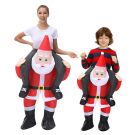 Inflatable Santa blow up suit showing piggyback ride illusion