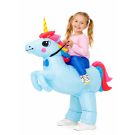 Kids Inflatable Unicorn Ride-On Costume - Rainbow Mane Blue Fantasy Suit - alternate view