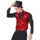 Red Sequin Vest - Unisex 80s Disco Dance Waistcoat - alternate view 2