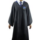 Adult Wizard School Robe - Black Hooded Robe with Blue Eagle House Crest - alternate view 5