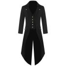 Adult black tailed jacket with long Victorian tails and integrated vest