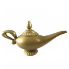 Gold Arabian genie lamp prop with removable lid and curved handle
